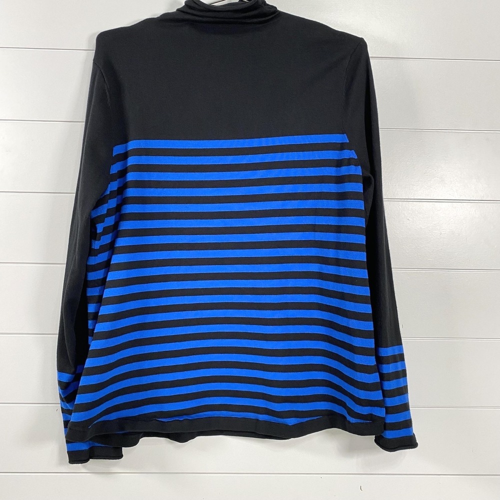 Duluth Trading Co Sweater Womens 2XL Black Stripe Mock Neck Coolmax Long Sleeve